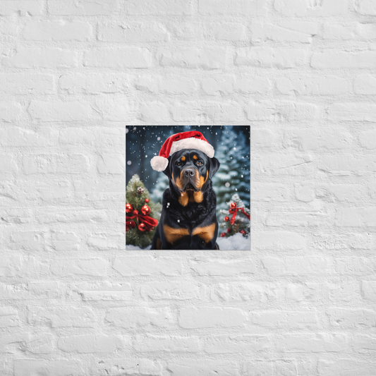 Rottweiler Christmas Poster