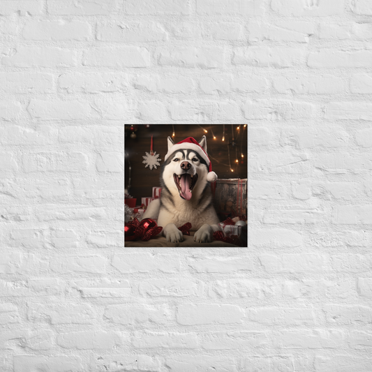 Siberian Husky Christmas Poster