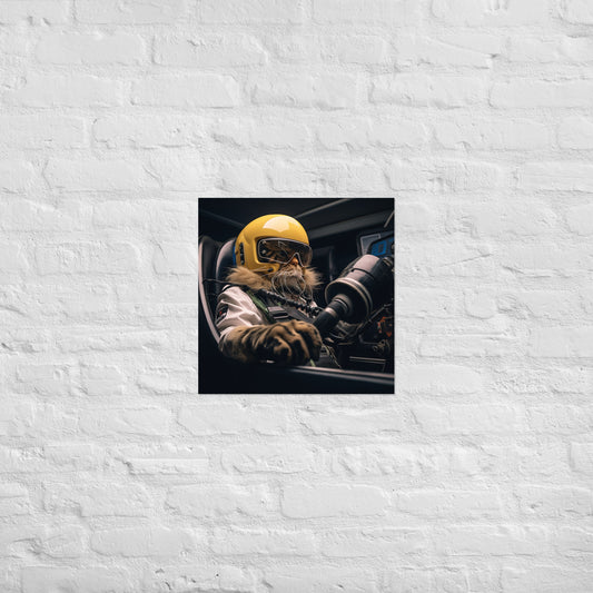 Maine Coon F1 Car Driver Poster