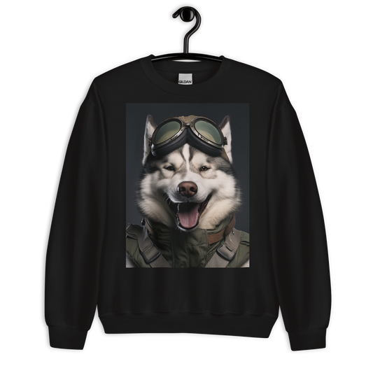 Siberian Husky Military Person Sweatshirt