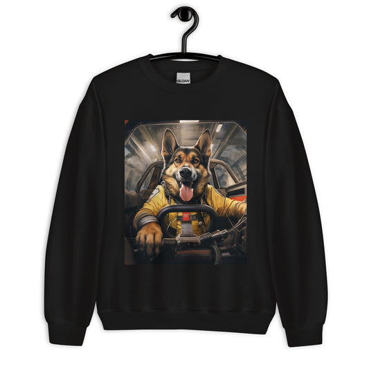 German Shepherd F1 Car Driver Unisex Sweatshirt