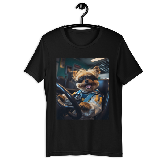 Yorkshire Terrier F1 Car Driver Unisex t-shirt