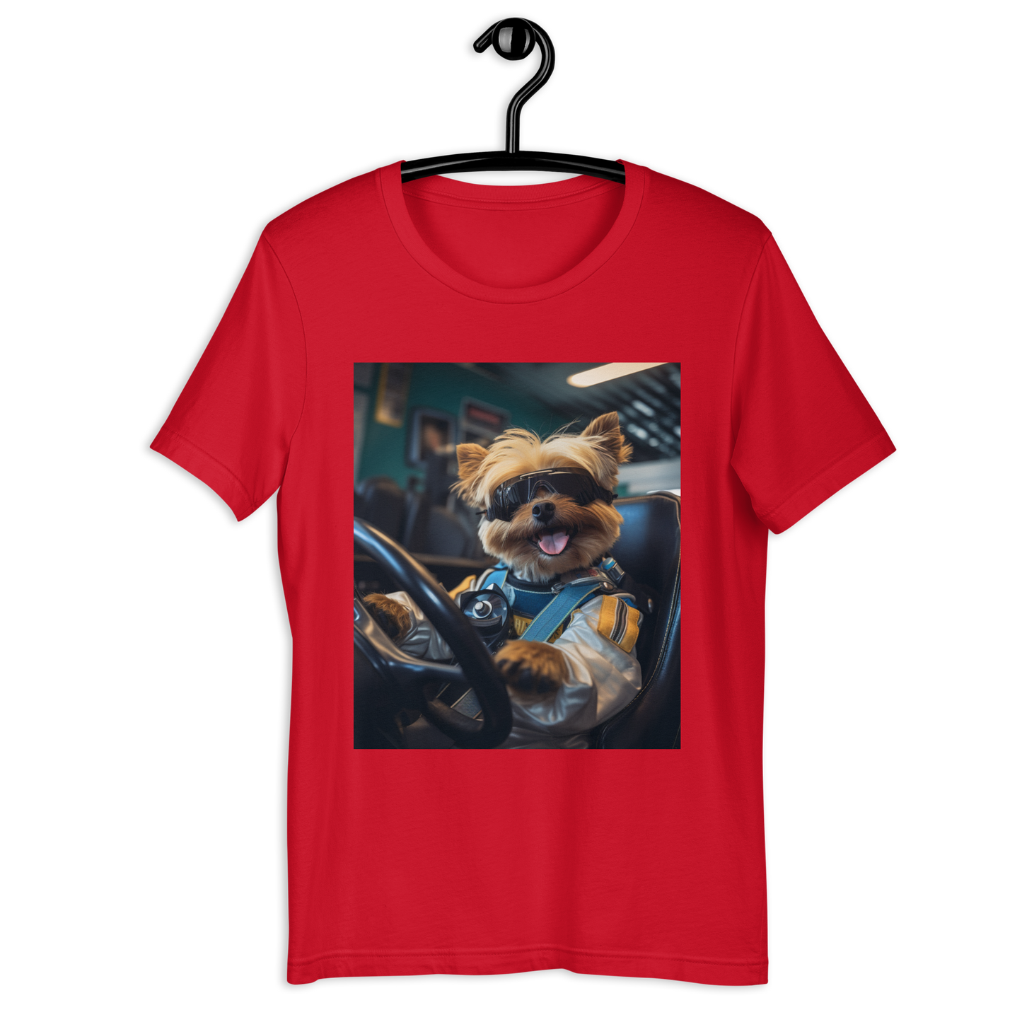 Yorkshire Terrier F1 Car Driver Unisex t-shirt