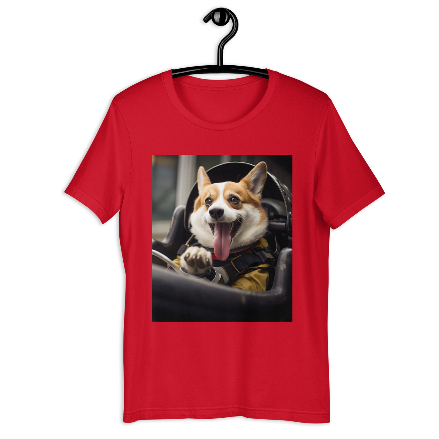 Pembroke Welsh Corgi F1 Car Driver Unisex t-shirt