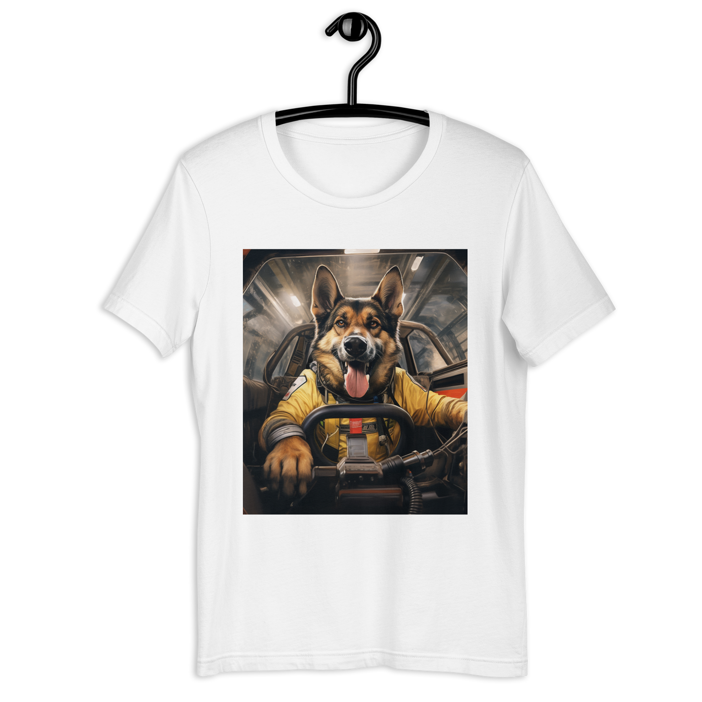 German Shepherd F1 Car Driver Unisex t-shirt