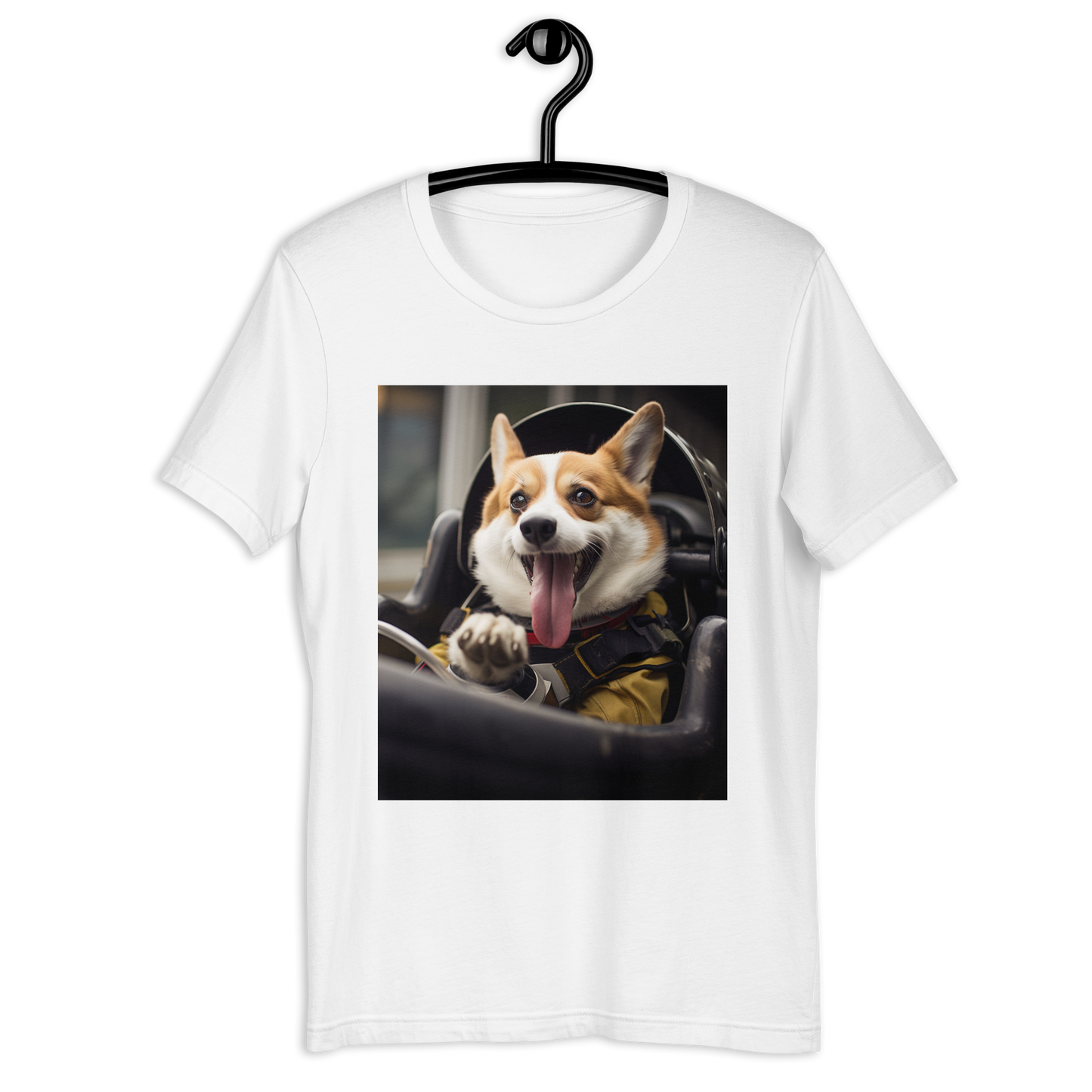 Pembroke Welsh Corgi F1 Car Driver Unisex t-shirt