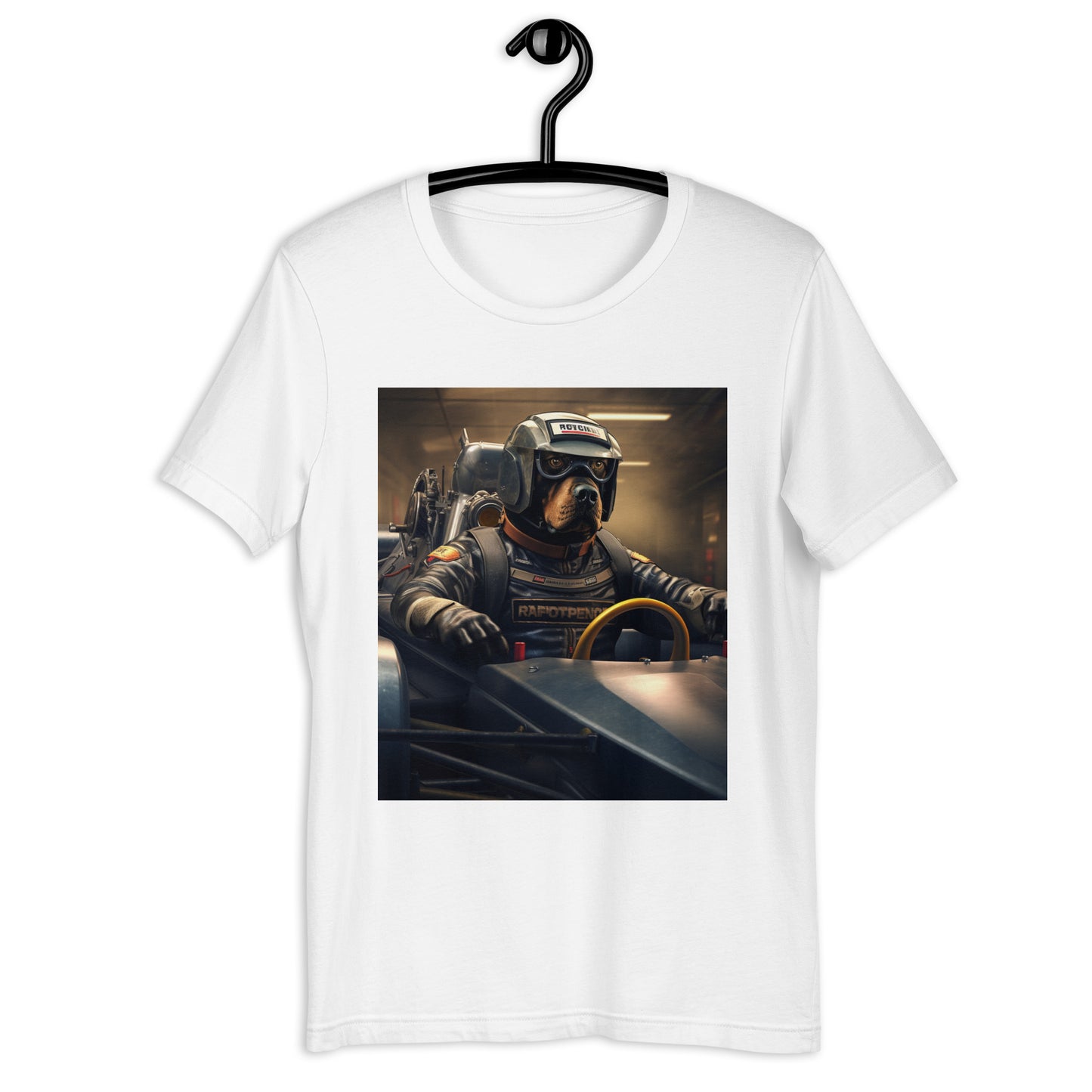 Rottweiler F1 Car Driver Unisex t-shirt