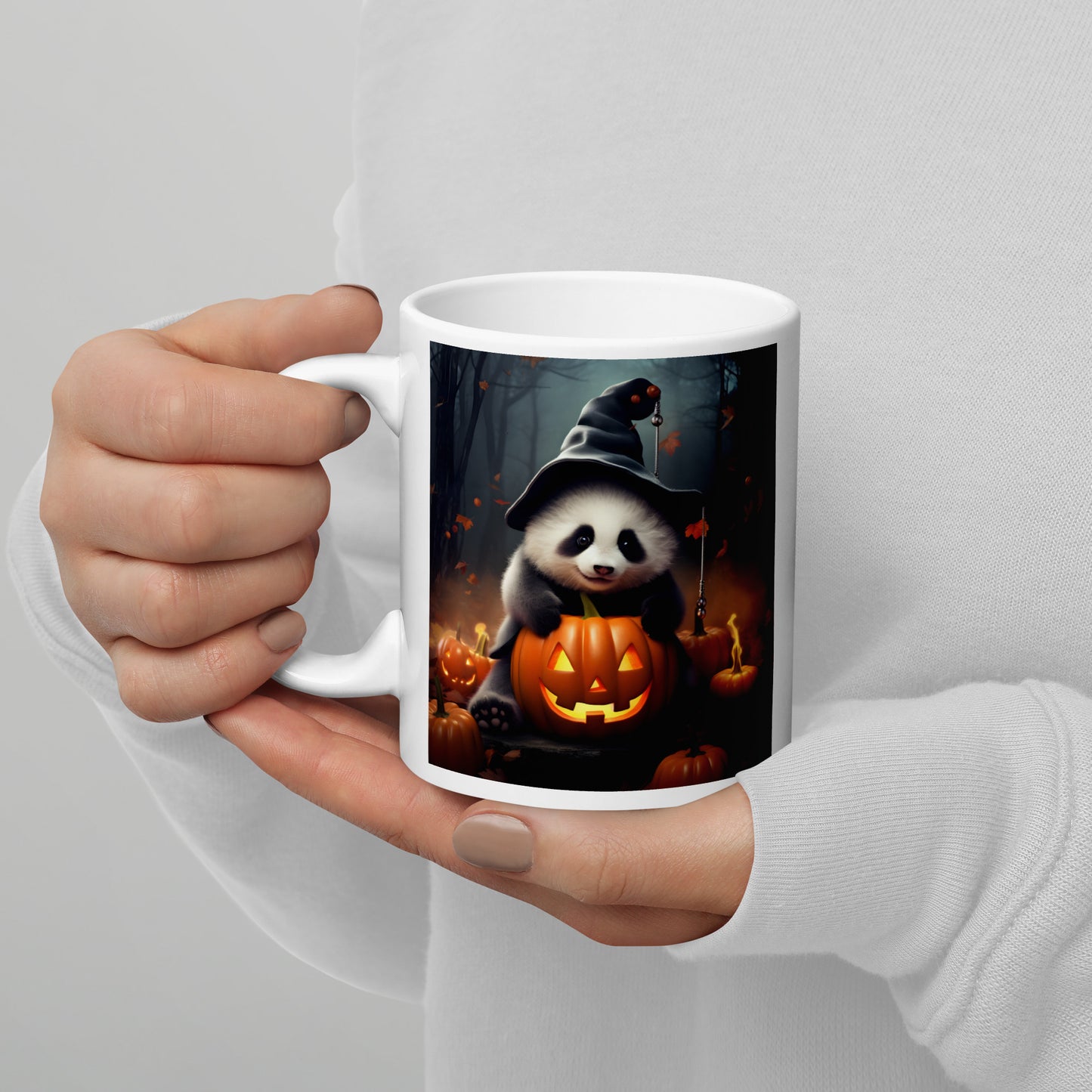 Panda Halloween White glossy mug