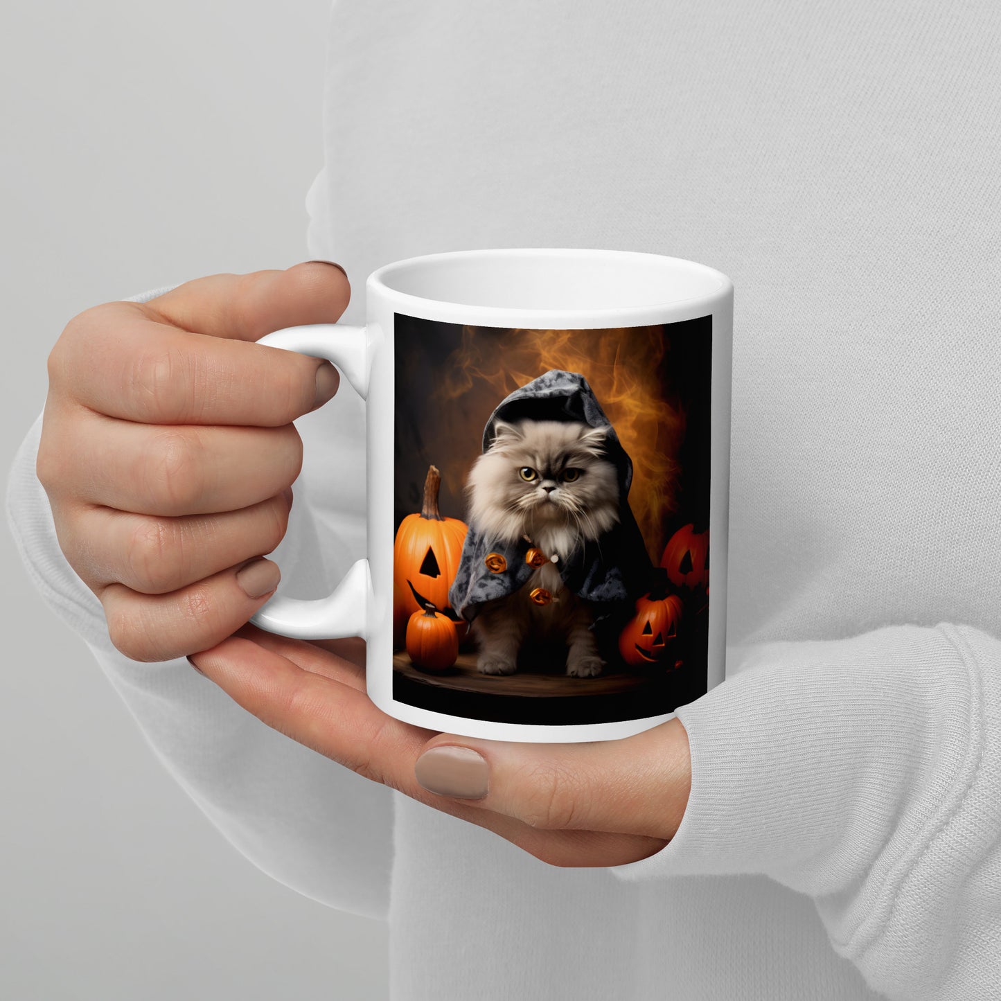 Persian Halloween White glossy mug