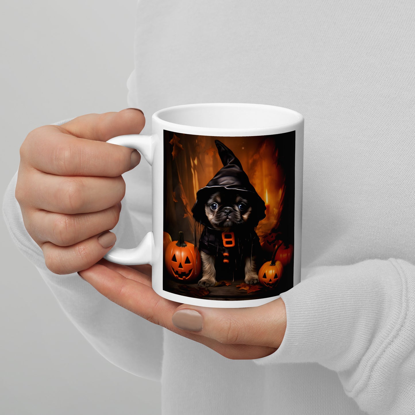 French Bulldog Halloween White glossy mug