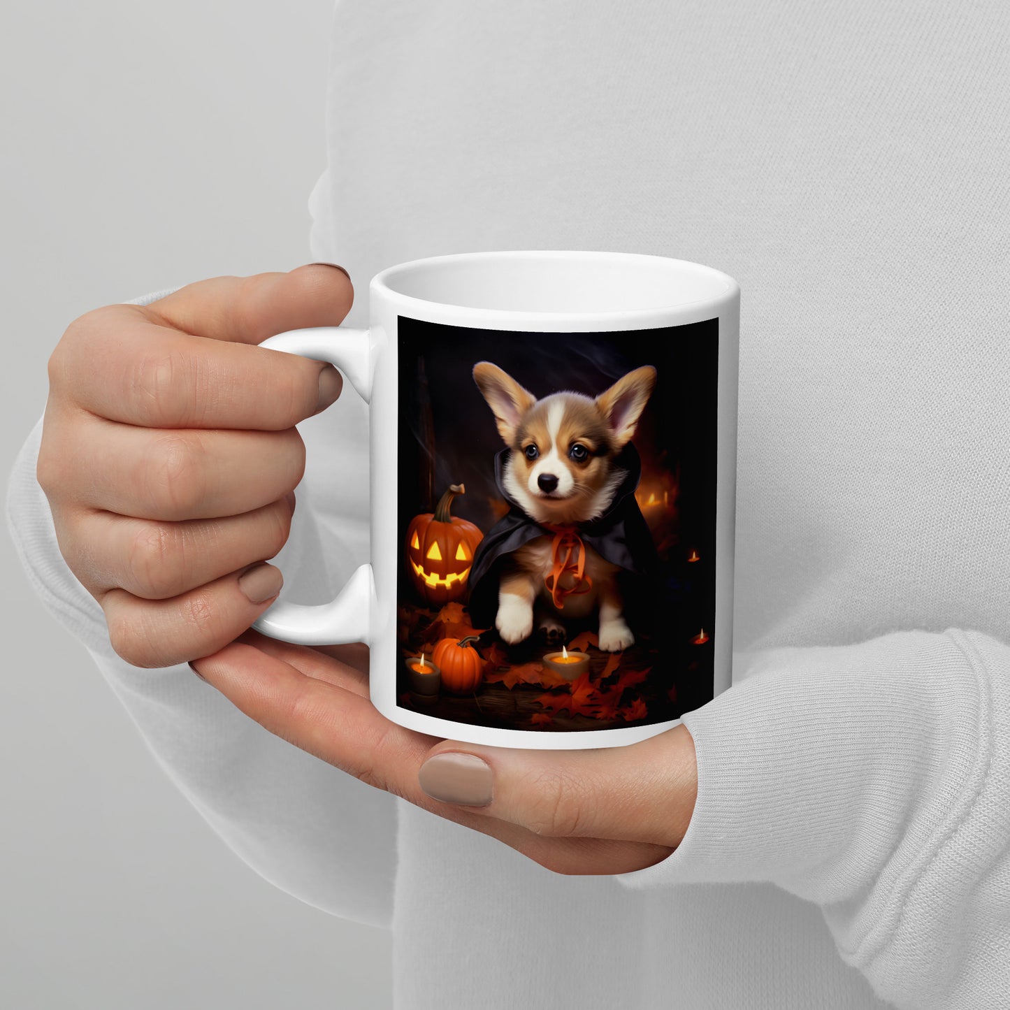 Pembroke Welsh Corgi Halloween White glossy mug