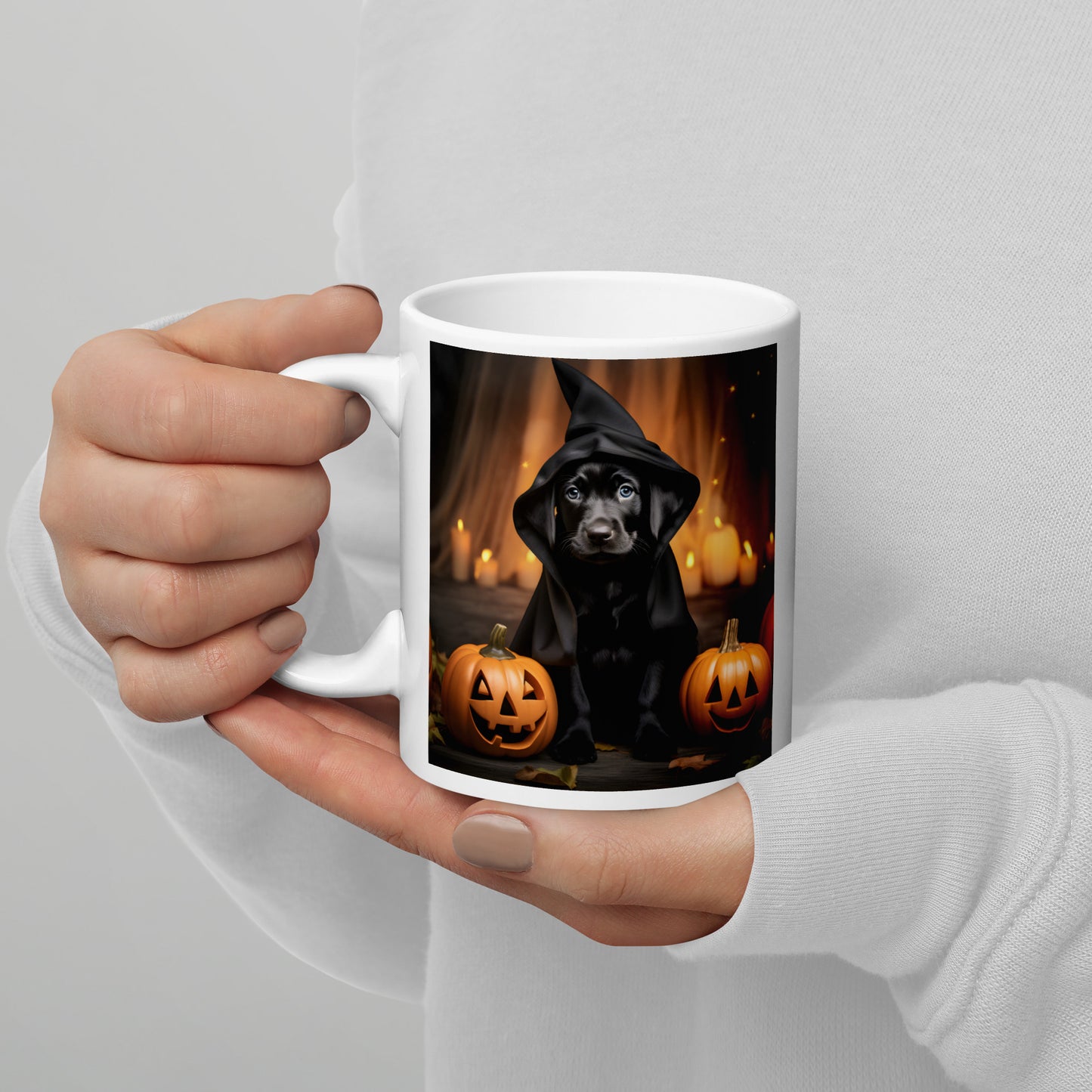 Labrador Retriever Halloween White glossy mug