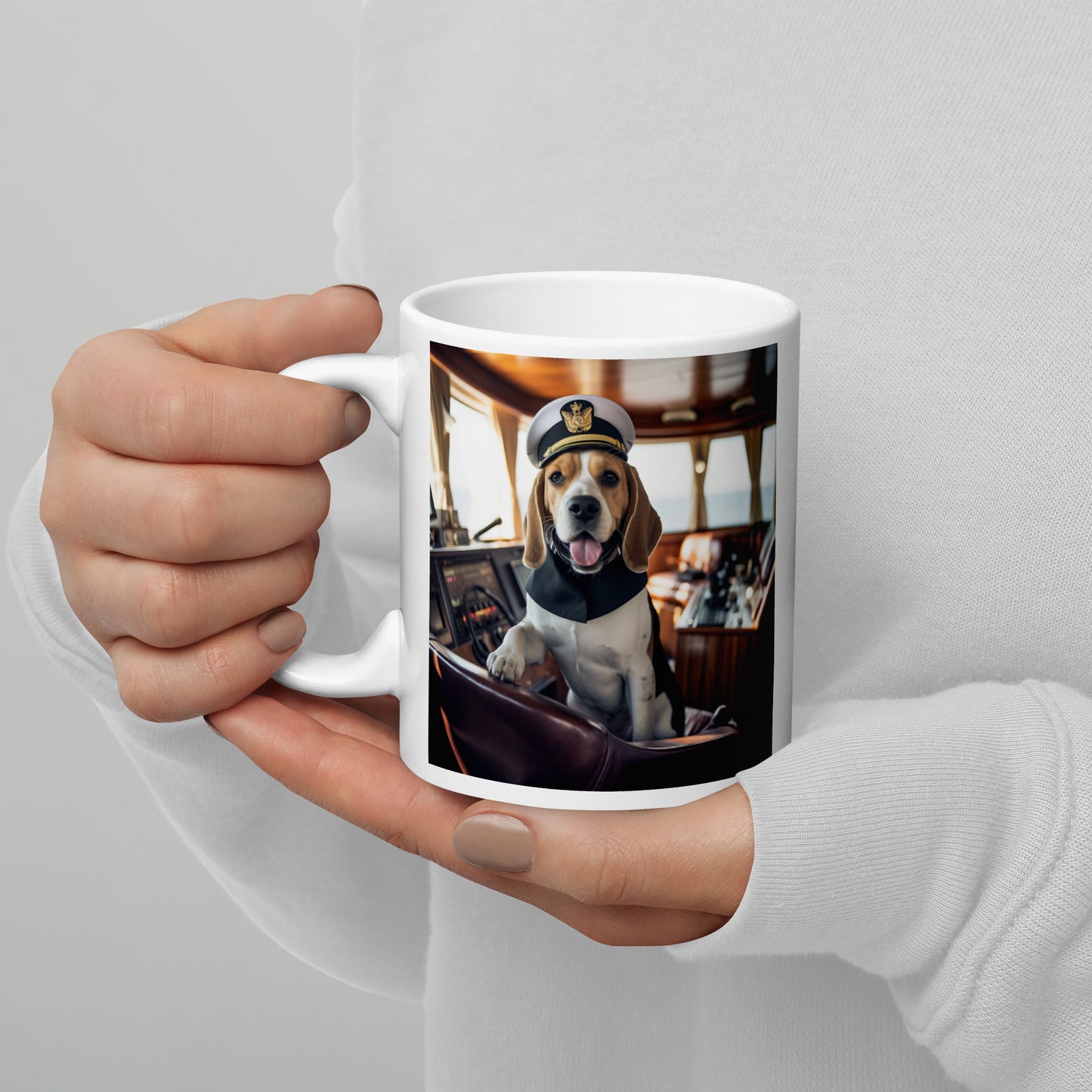 Beagle Navyofficer White glossy mug