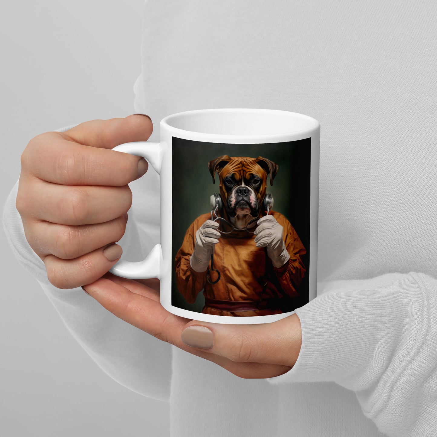 Boxer Nurse White glossy mug