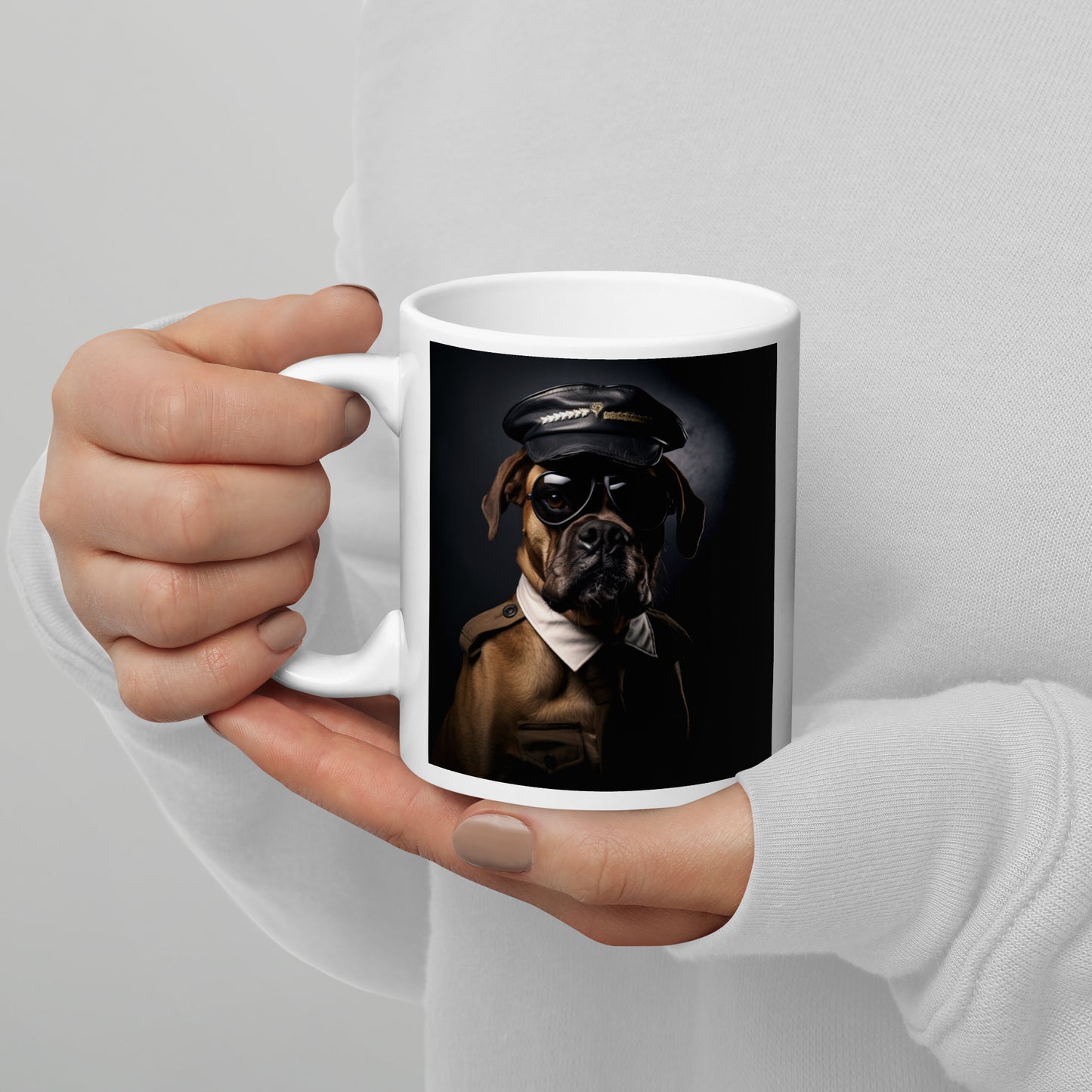 Boxer Airline Pilot White glossy mug