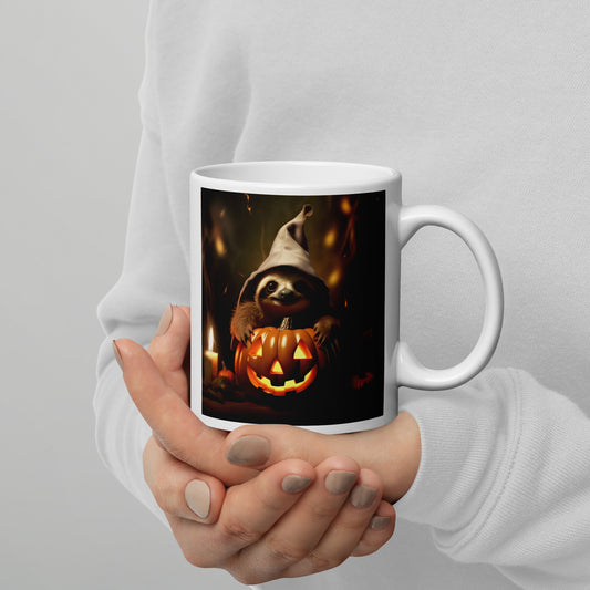 Sloth Halloween White glossy mug
