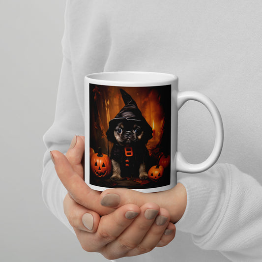 French Bulldog Halloween White glossy mug