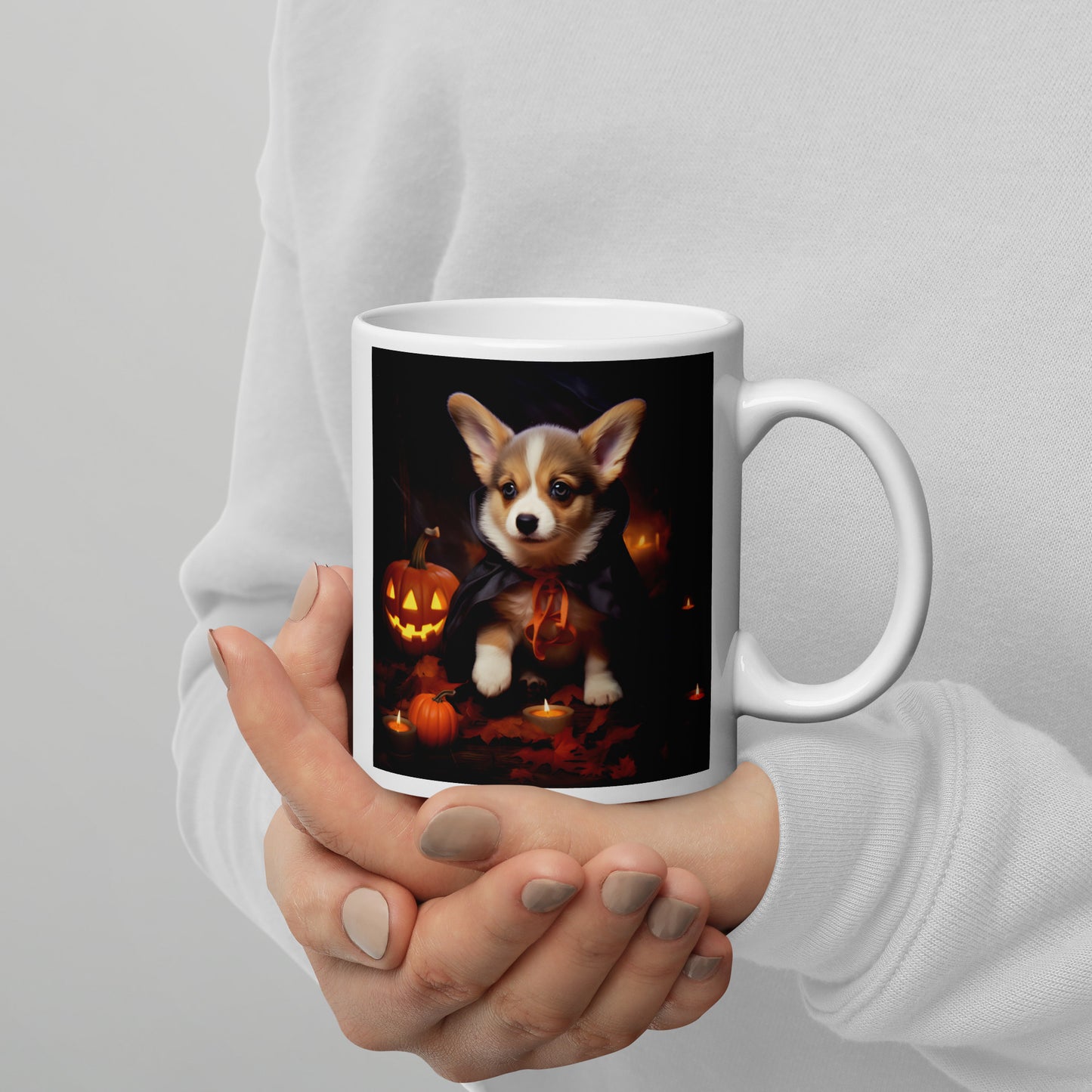 Pembroke Welsh Corgi Halloween White glossy mug