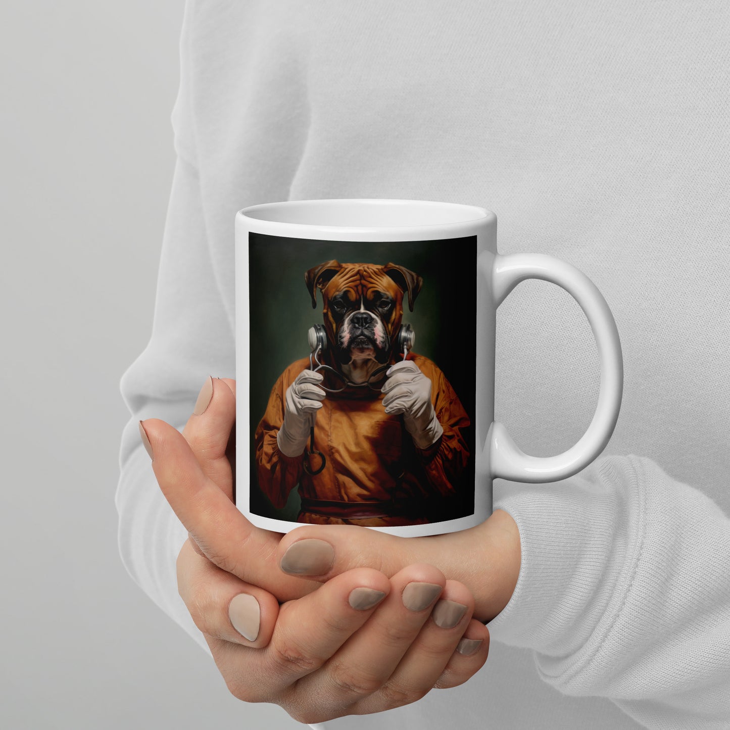 Boxer Nurse White glossy mug