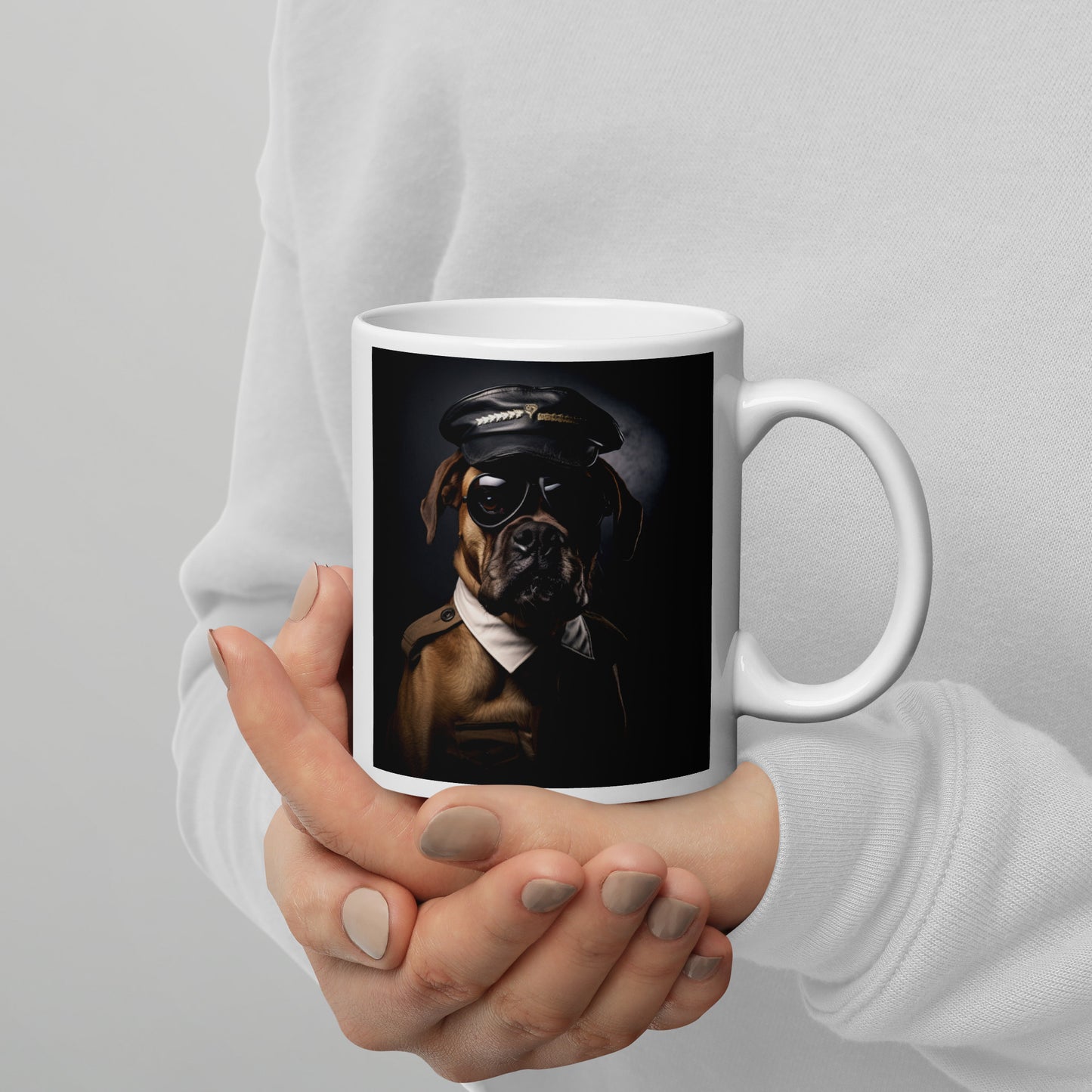 Boxer Airline Pilot White glossy mug