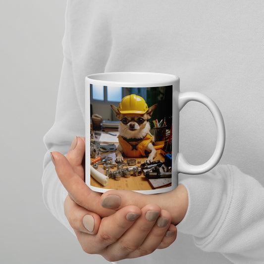 Chihuahua Engineer White glossy mug