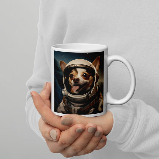 Chihuahua Astronaut  White glossy mug