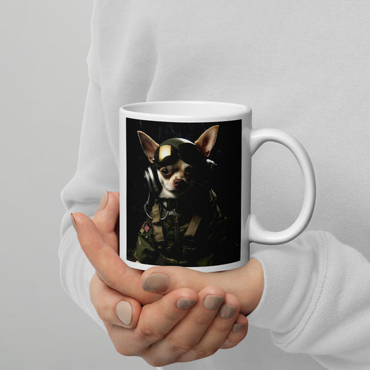 Chihuahua Military  White glossy mug