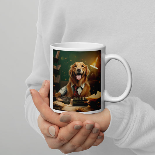 Golden Retriever Accountant White glossy mug