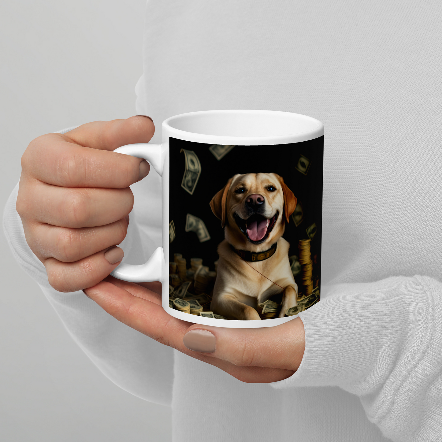 Labrador Retriever Millionaire White glossy mug