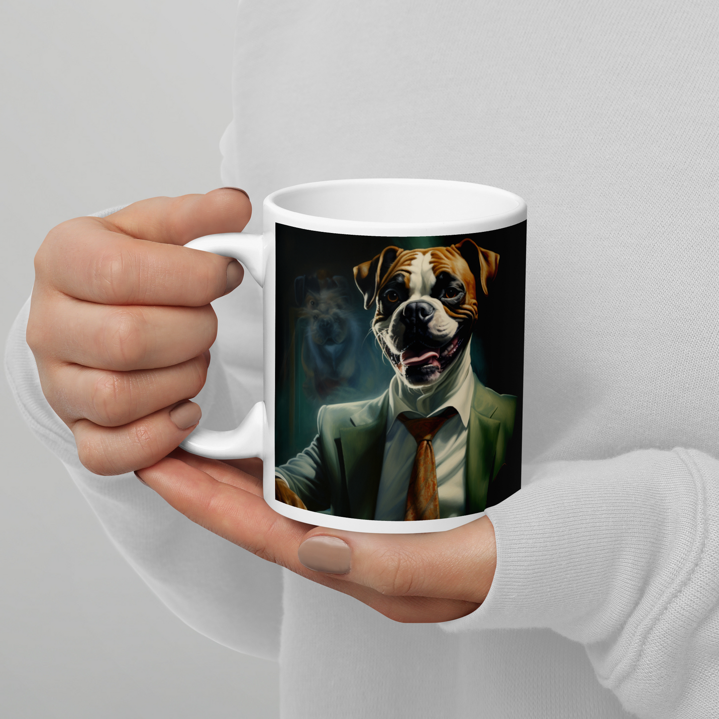 Boxer Millionaire White glossy mug