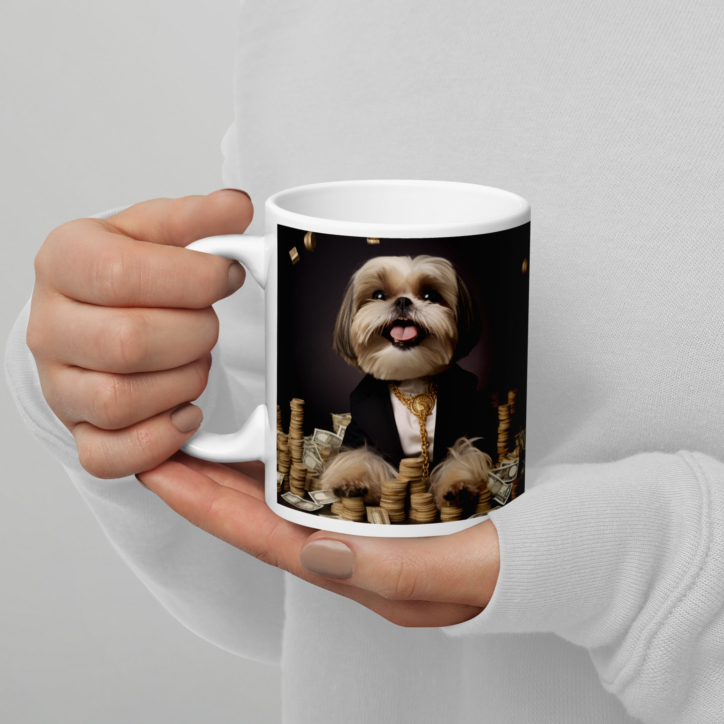 Shih Tzu Millionaire White glossy mug