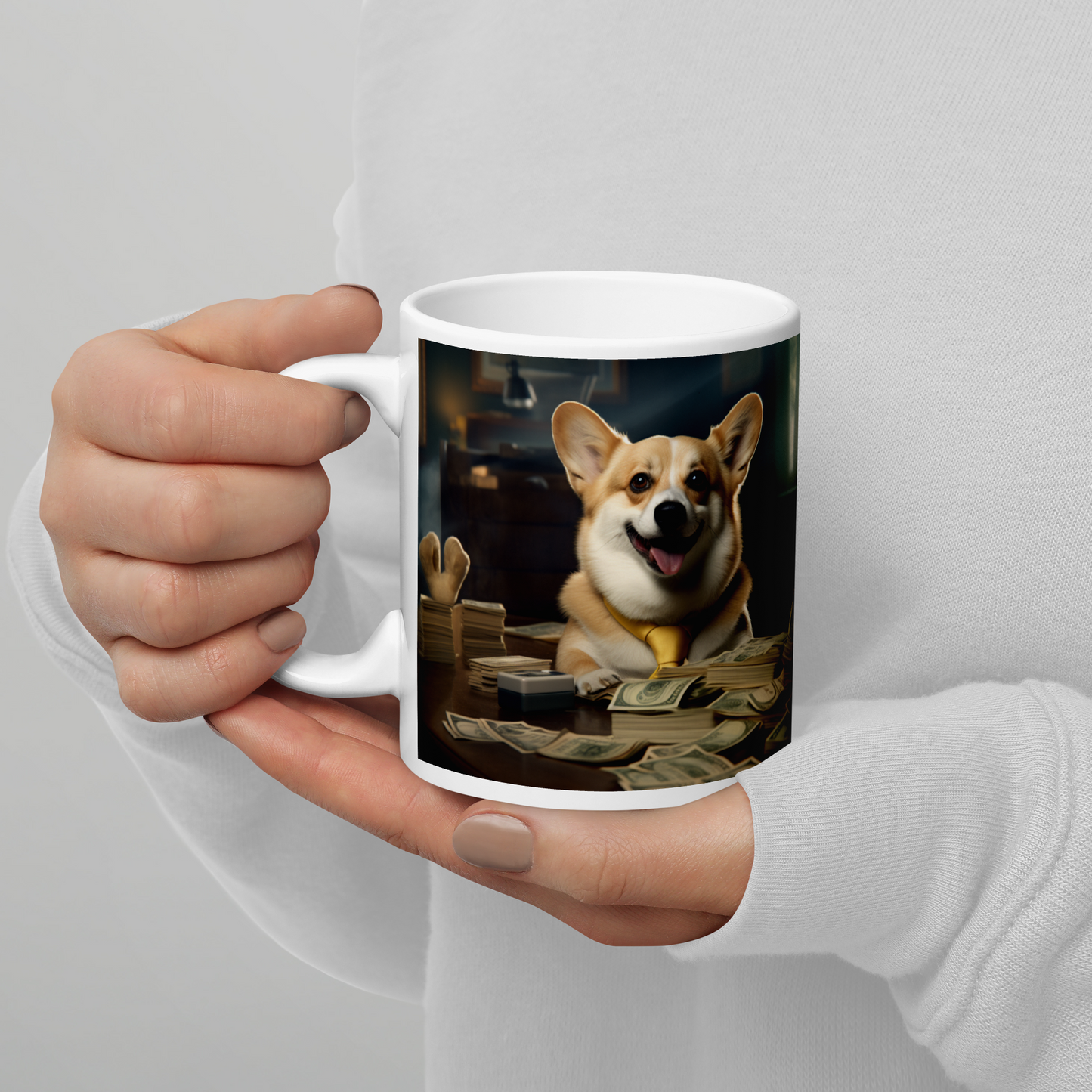 Pembroke Welsh Corgi Millionaire White glossy mug