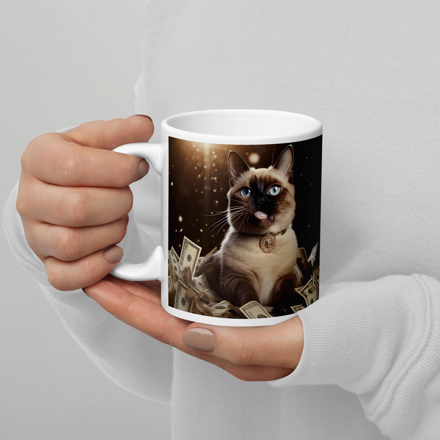 Siamese Millionaire White glossy mug