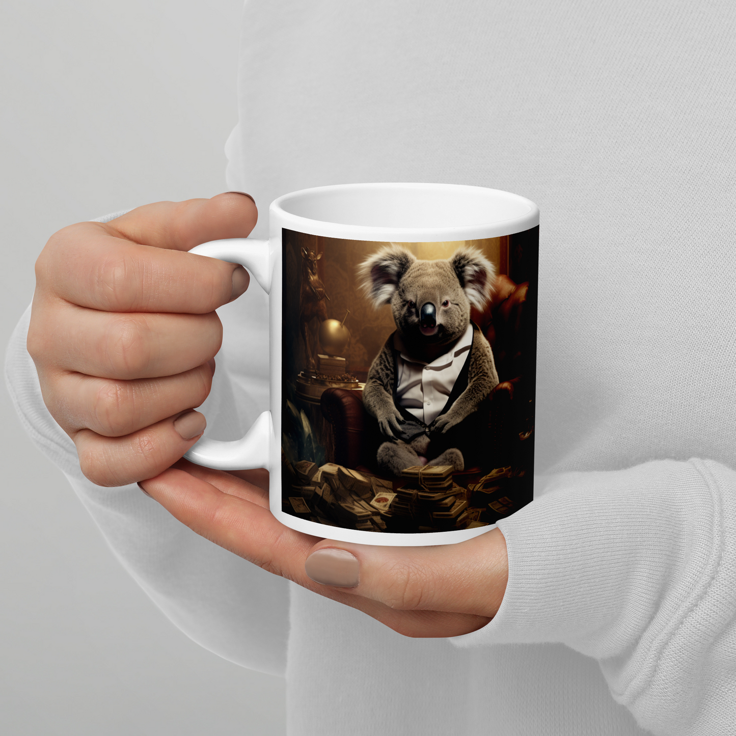 Koala Millionaire White glossy mug