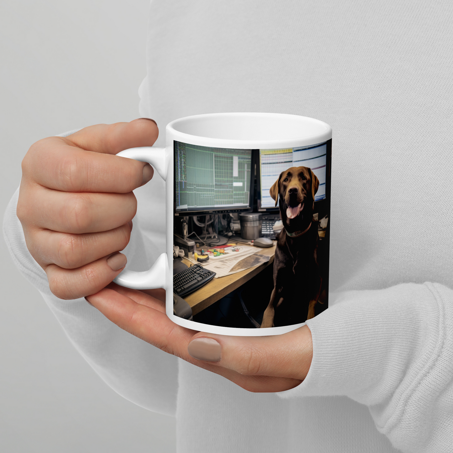 Labrador Retriever Stock Trader White glossy mug