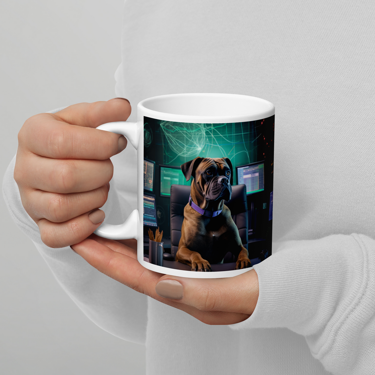 Boxer Stock Trader White glossy mug