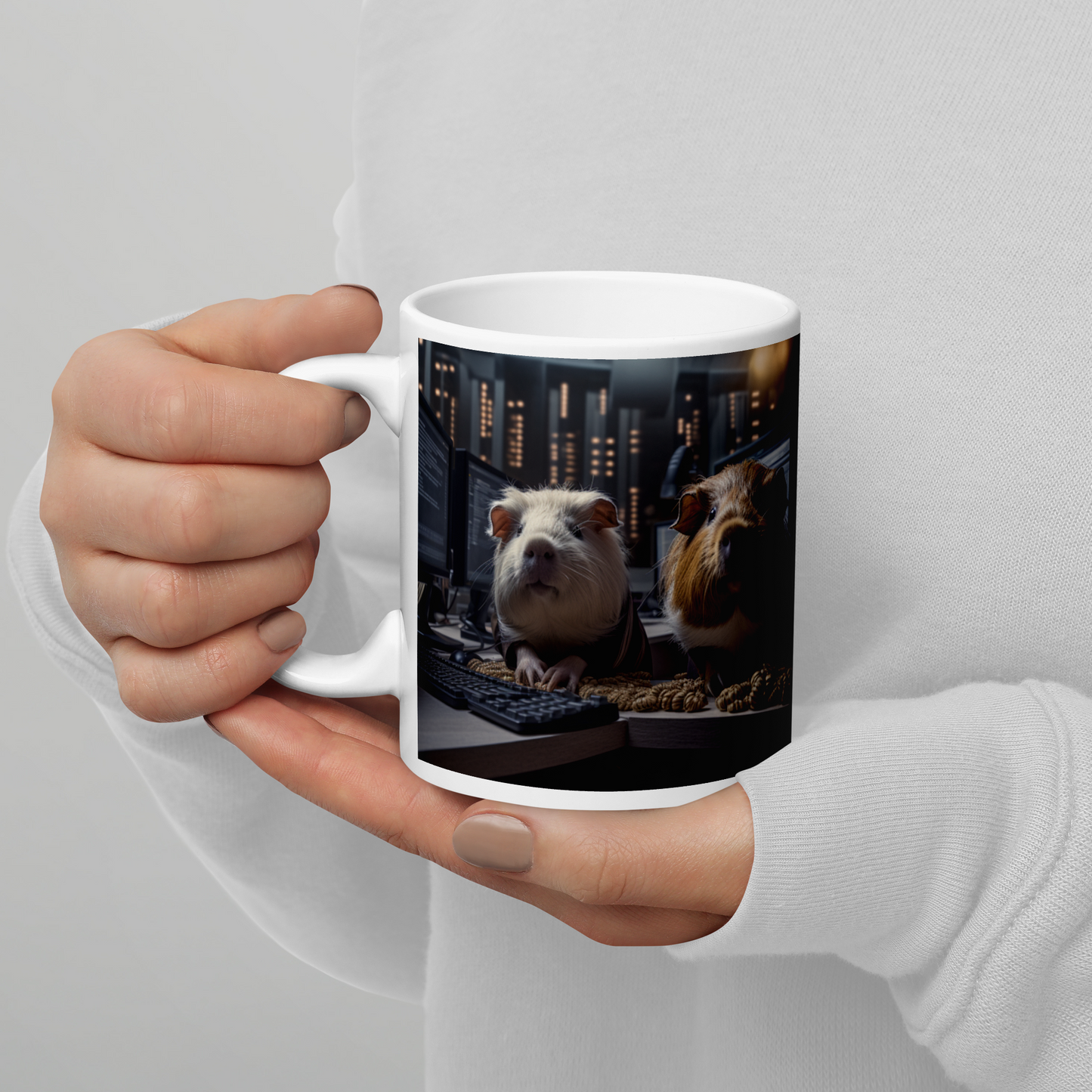 Guinea Pigs Stock Trader White glossy mug