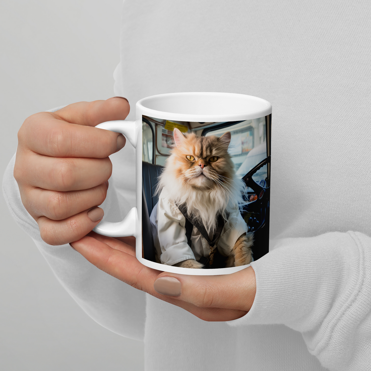 Persian Bus Driver White glossy mug