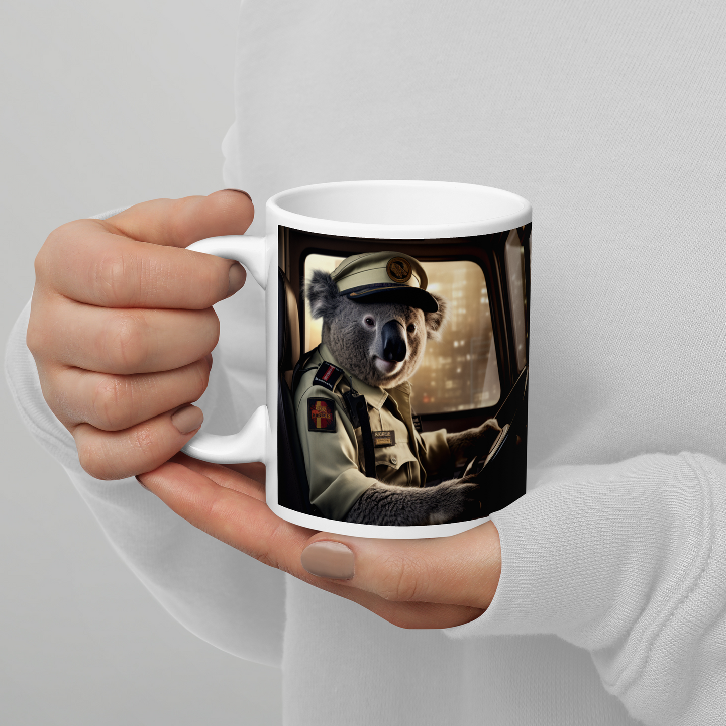 Koala Bus Driver White glossy mug