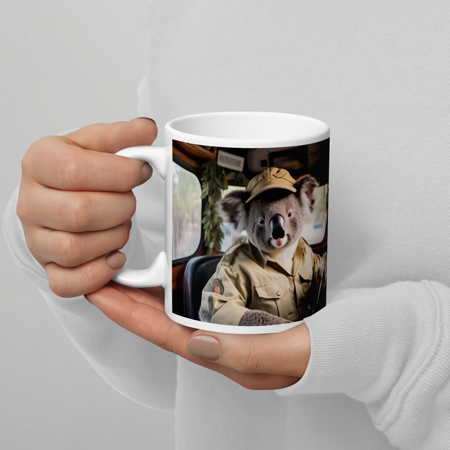 Sloth Bus Driver White glossy mug