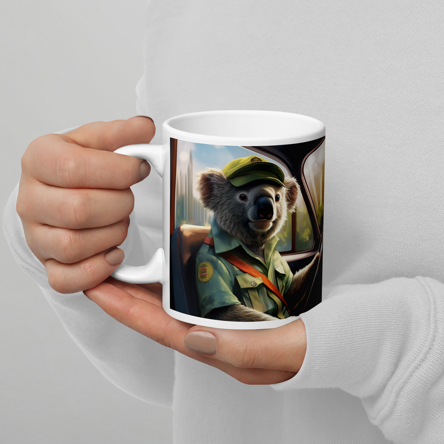 Koala Bus Driver White glossy mug