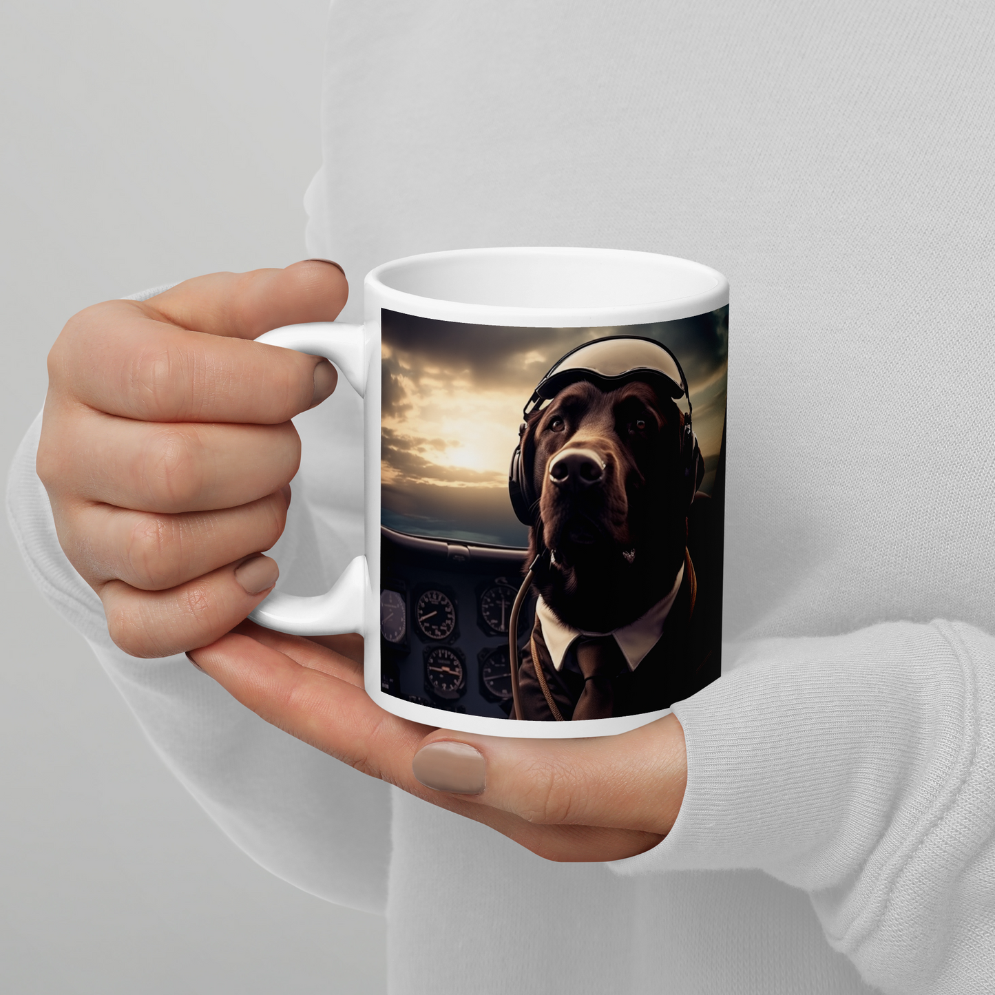 Labrador Retriever Air Force Officer White glossy mug