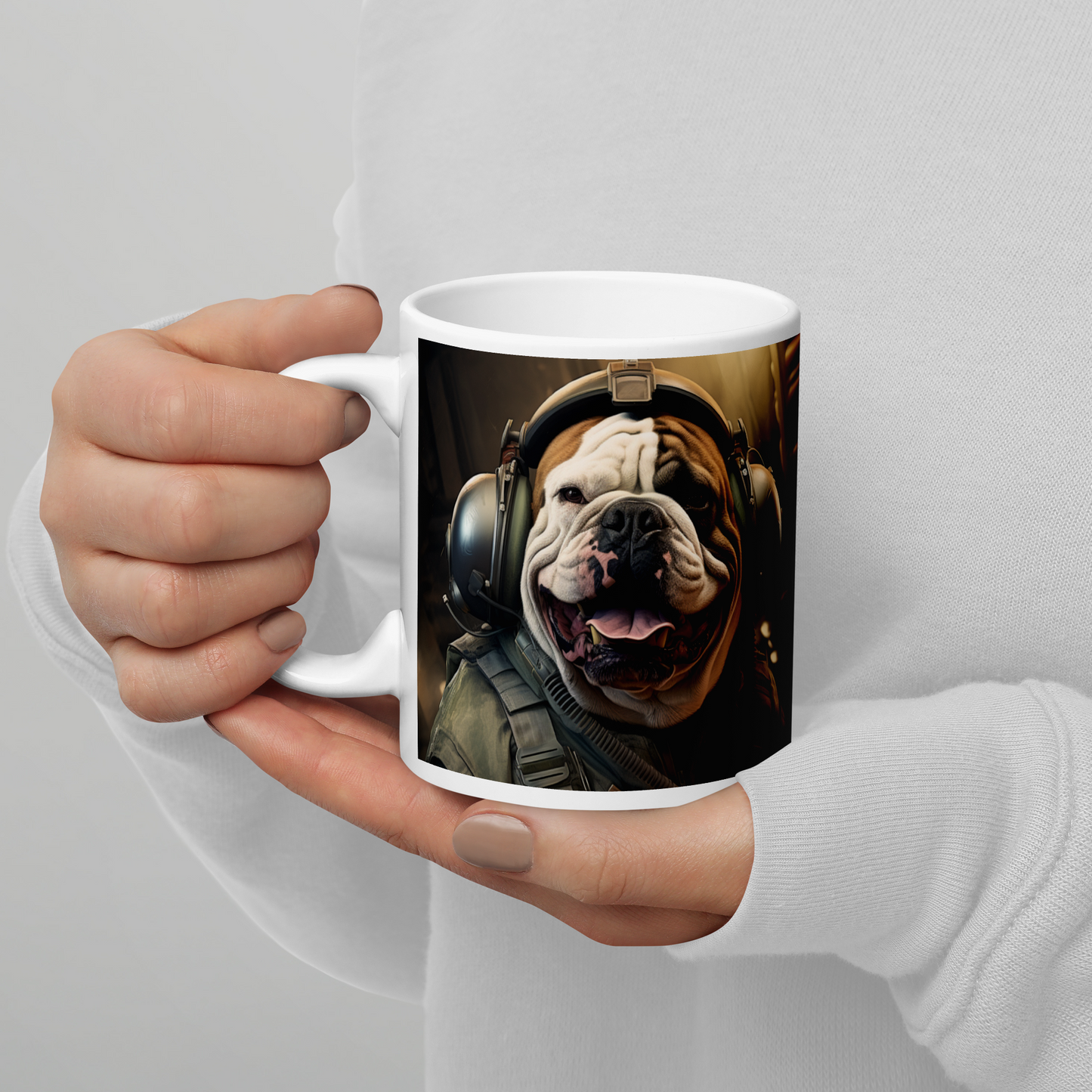 Bulldog Air Force Officer White glossy mug