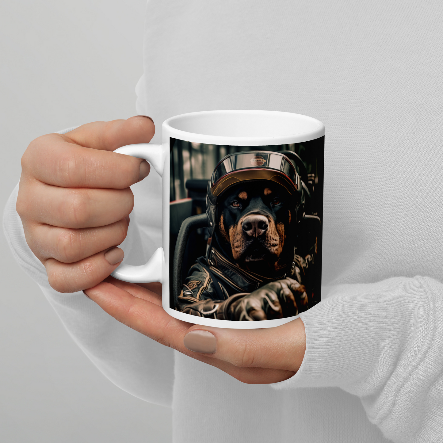 Rottweiler Air Force Officer White glossy mug