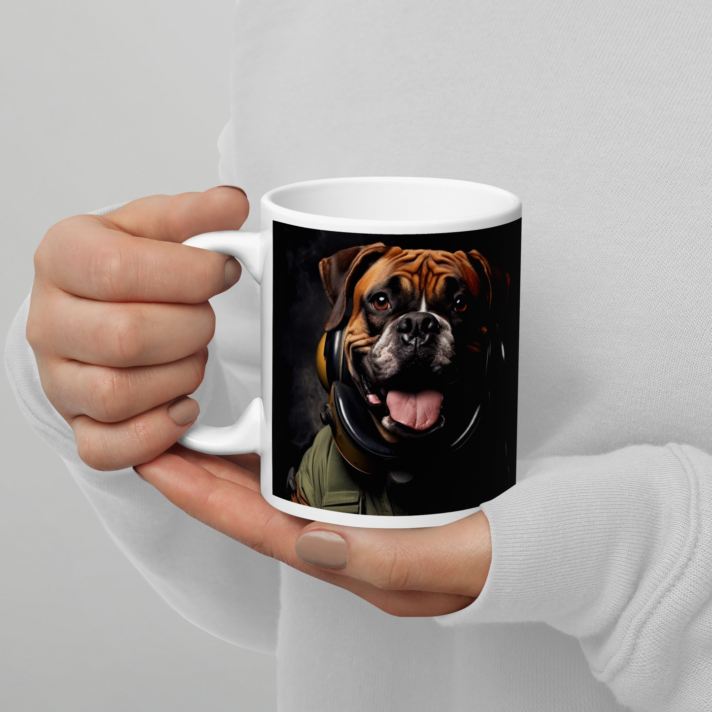 Boxer Air Force Officer White glossy mug