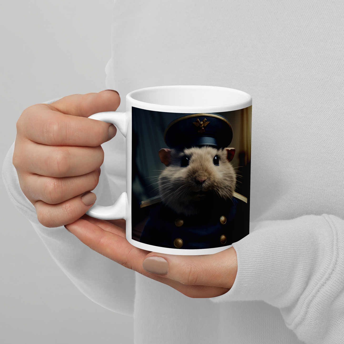 Guinea Pigs Air Force Officer White glossy mug