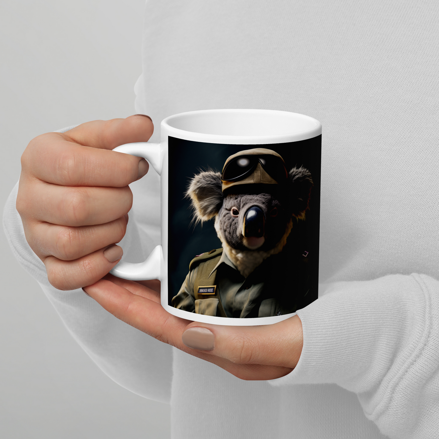 Koala Air Force Officer White glossy mug