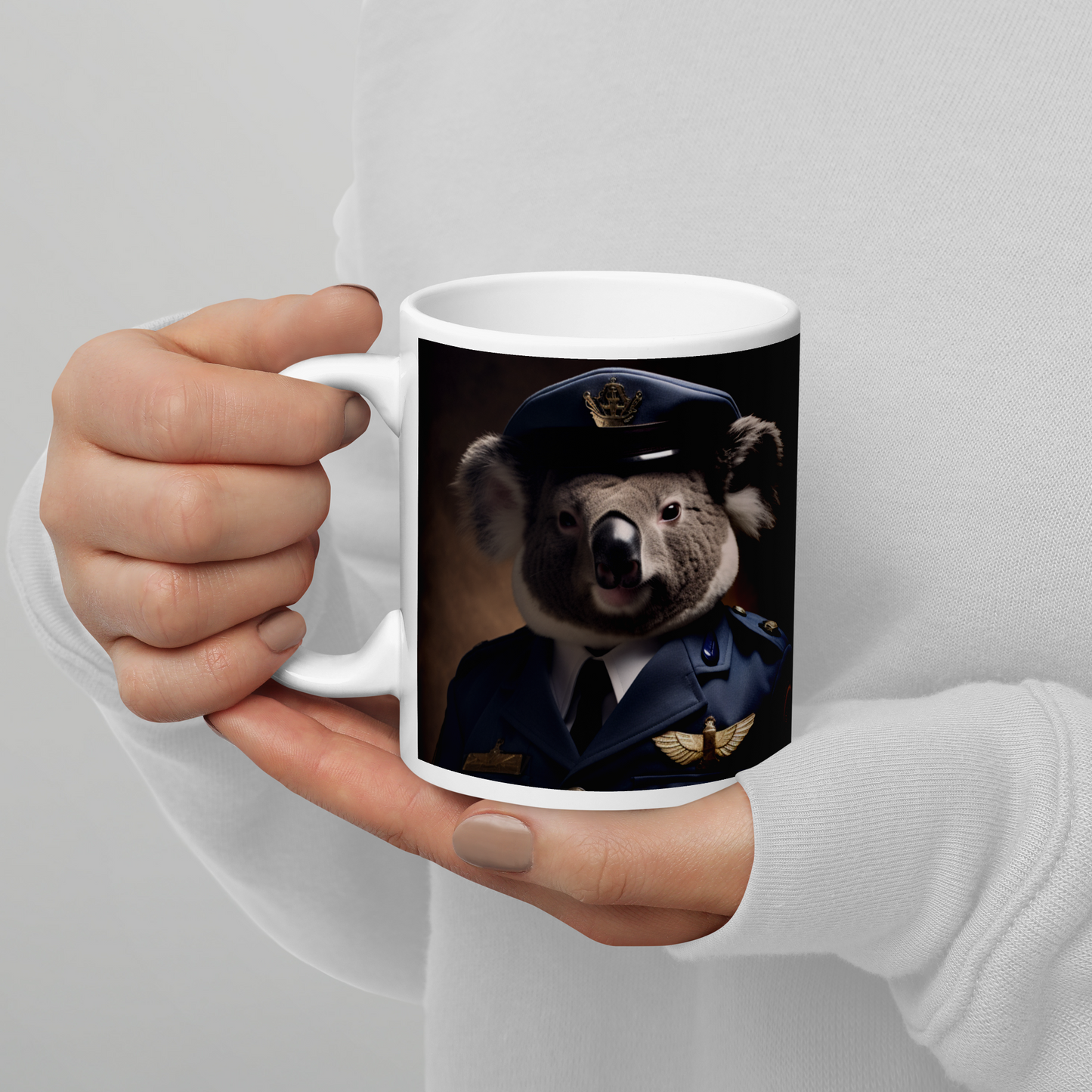 Koala Air Force Officer White glossy mug