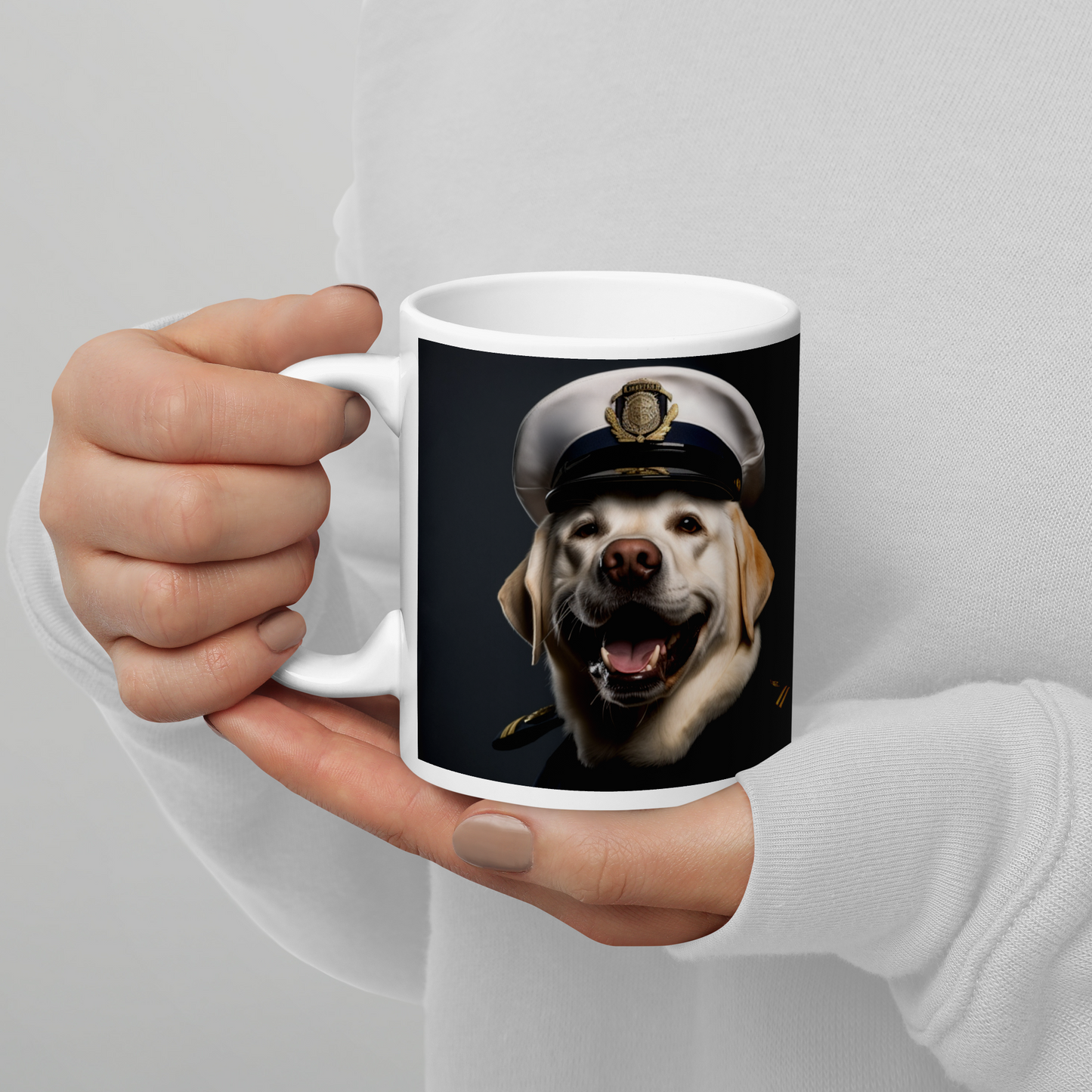 Labrador Retriever Airline Pilot White glossy mug