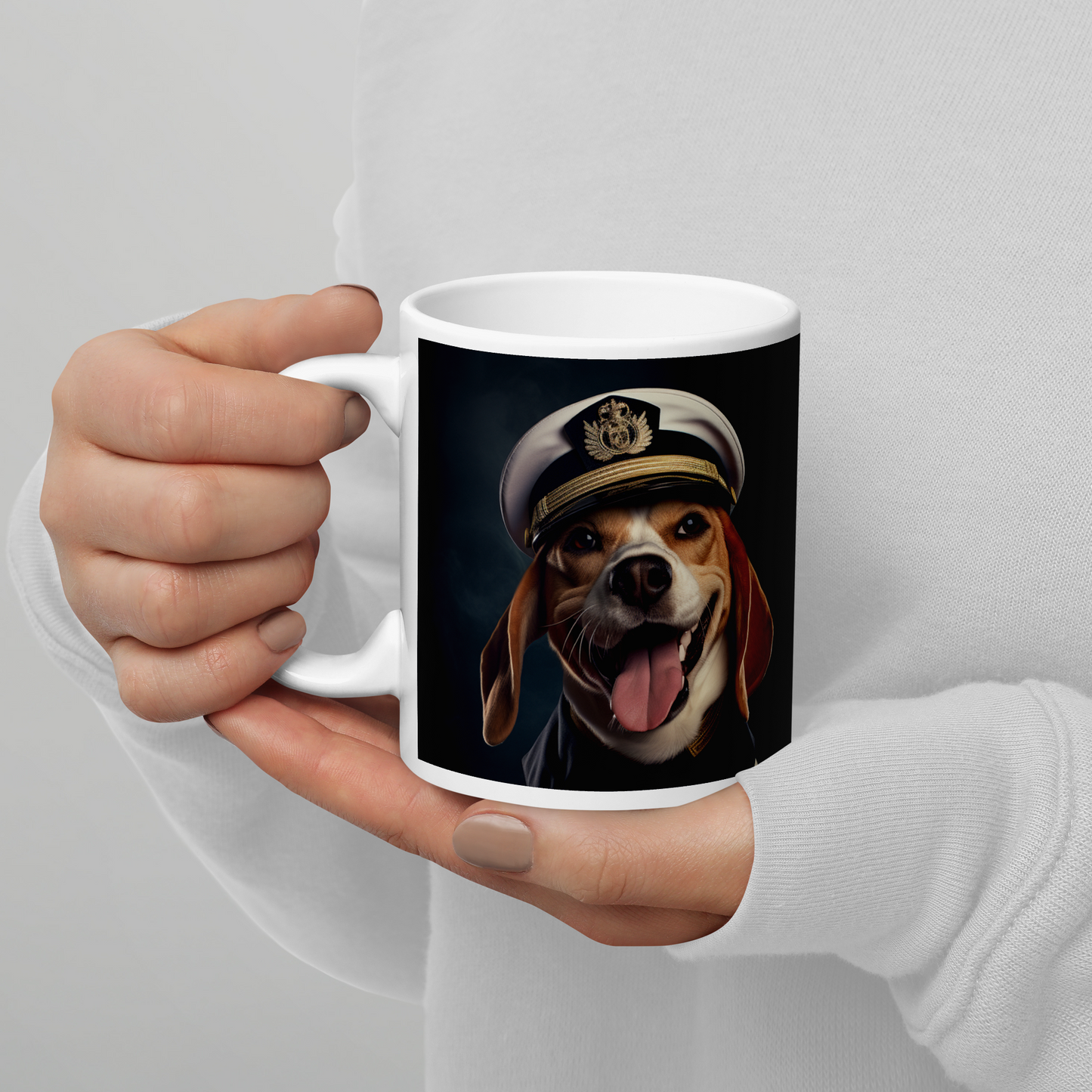 Beagle Airline Pilot White glossy mug